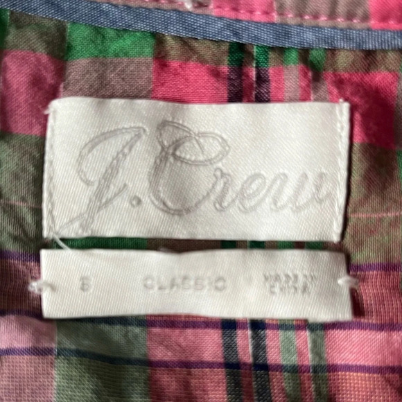 J.Crew Classic-fit popover in crinkle plaid size 8 - Picture 7 of 8
